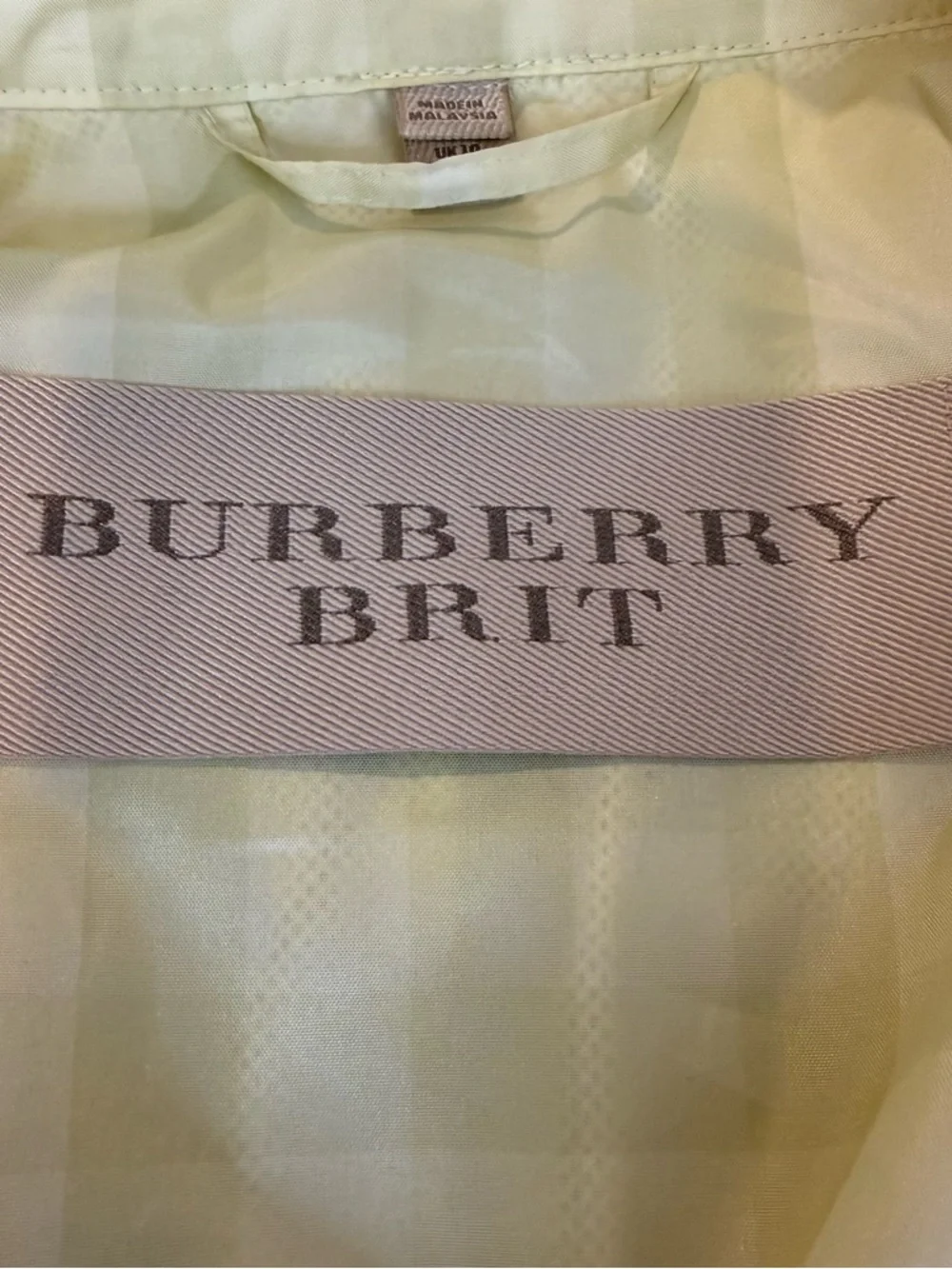 Burberry Brit Check Belted Trench Coat Pale Yellow US 8 / UK 10 - Picture 11 of 13